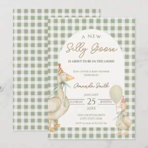 Groene domme gans baby shower kaart