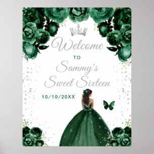 Groene Donkere Huid Prinses Sweet Sixteen Welkom Poster