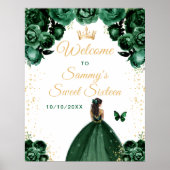 Groene Donkere Huid Prinses Sweet Sixteen Welkom Poster (Voorkant)