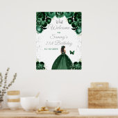 Groene donkere huid prinses verjaardag welkom poster (Keuken)