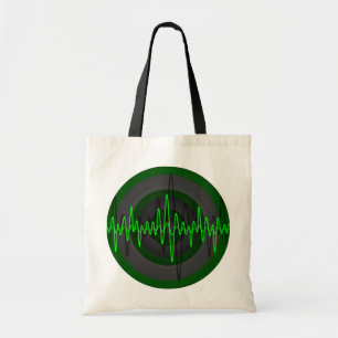 Groene donkere ronde budgettas met geluid tote bag