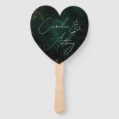 Groene donkere Waterverf zwart, magisch goud Handwaaier (Voorkant)