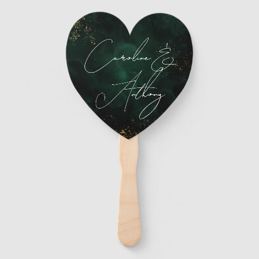 Groene donkere Waterverf zwart, magisch goud Handwaaier (Voorkant)