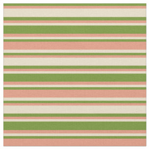 Groene, donkere zalm en Tan Stripes Stof