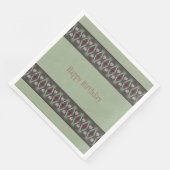 Groene, donkergrijze en roze Floral Servet (Hoek)