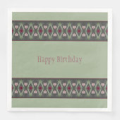 Groene, donkergrijze en roze Floral Servet (Voorkant)