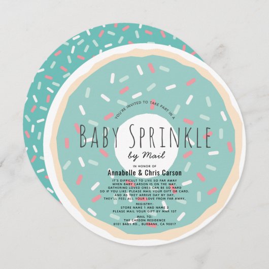 Groene Donut Baby Strooidouche door Mail Circle Kaart (Voorkant / Achterkant)