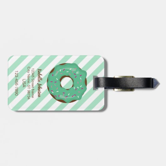 Groene Donut Bagage Label (Achterkant horizontaal)