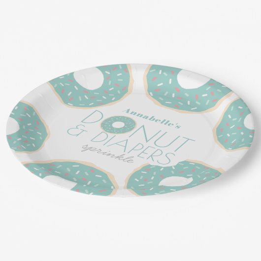 Groene Donut & Luiers Baby shower Sprinkle Papieren Bordje (Gekanteld)