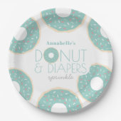 Groene Donut & Luiers Baby shower Sprinkle Papieren Bordje (Voorkant)