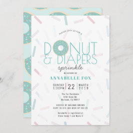 Groene Donut & Luiers Sprinkle Baby shower Kaart