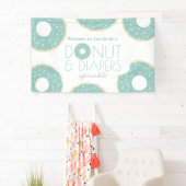 Groene Donut & Luiers Sprinkle Baby shower Spandoek (Insitu)