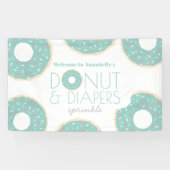 Groene Donut & Luiers Sprinkle Baby shower Spandoek (Horizontaal)