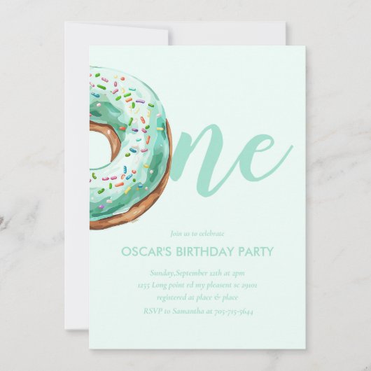 Groene Donut Verjaardag Kaart (Voorkant)