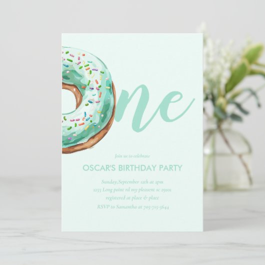 Groene Donut Verjaardag Kaart (Staand voorkant)