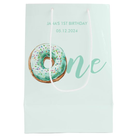 Groene Donut Verjaardag Medium Cadeauzakje (Achterkant)