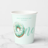 Groene Donut Verjaardag Papieren Bekers (Achterkant)
