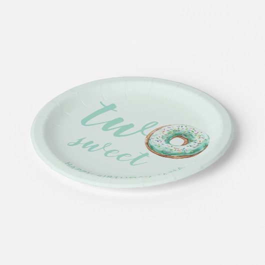 Groene Donut Verjaardag Papieren Bordje (Gekanteld)