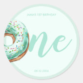 Groene Donut Verjaardag Ronde Sticker (Voorkant)
