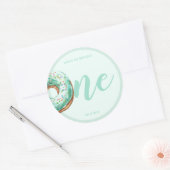 Groene Donut Verjaardag Ronde Sticker (Envelop)