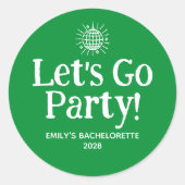 Groene Doodle Disco Bal Bachlorette Feest Ronde Sticker (Voorkant)
