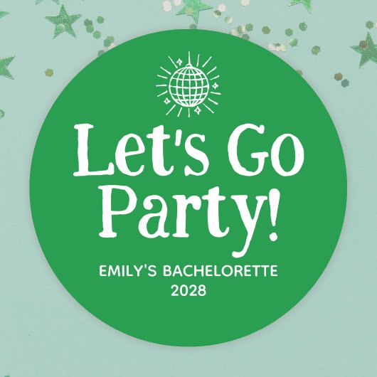 Groene Doodle Disco Bal Bachlorette Feest Ronde Sticker