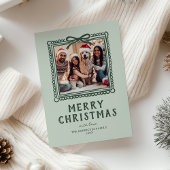 Groene Doodle Fotolijst Kerstmis Feestdagenkaart
