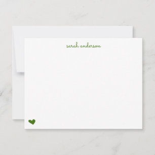 Groene Doodle Heart - Aangepaste schrijfbenodigdhe Notitiekaartje