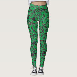 Groene Doodlepatroonlegging Leggings