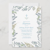 Groene doop uitnodigen, jongen kaart (Voorkant)