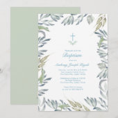 Groene doop uitnodigen, jongen kaart (Voorkant / Achterkant)