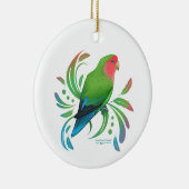Groene doorsnede Lovebird Keramisch Ornament (Rechts)