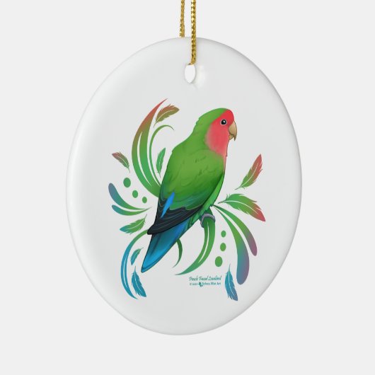 Groene doorsnede Lovebird Keramisch Ornament (Rechts)