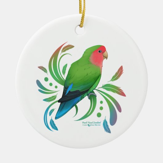 Groene doorsnede Lovebird Keramisch Ornament (Voorkant)