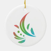 Groene doorsnede Lovebird Keramisch Ornament (Achterkant)