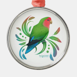 Groene doorsnede Lovebird Metalen Ornament