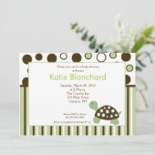 Groene Dot Mod Turtle 5x7 Baby shower Kaart (Staand voorkant)