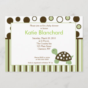 Groene Dot Mod Turtle 5x7 Baby shower Kaart