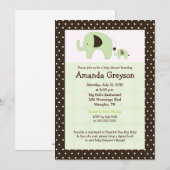 Groene Dottie Elephant 5x7 Baby shower Uitnodiging (Voorkant / Achterkant)