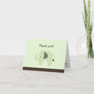Groene Dottie Elephants Gevouwen Dank je wel Bedankkaart