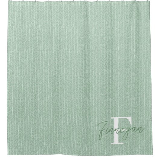 Groene douchegordijn met monogram (Voorkant)