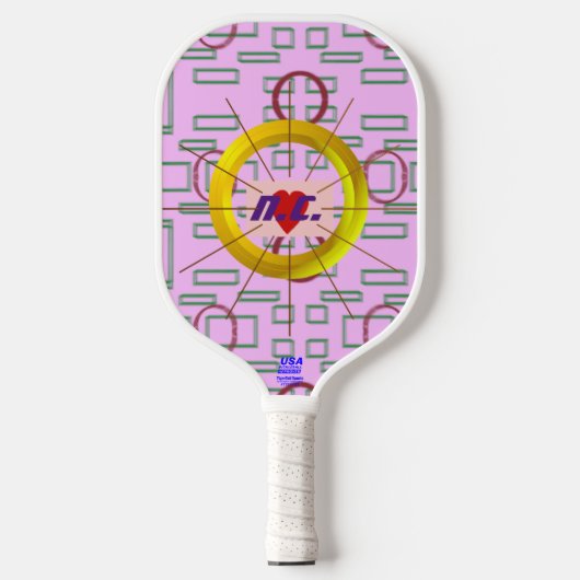 Groene Dozen Rode Cirkels Roze Pickleball Paddle (Voorkant)