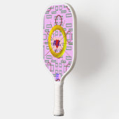 Groene Dozen Rode Cirkels Roze Pickleball Paddle (Links)