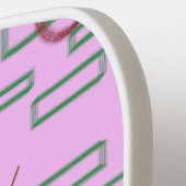 Groene Dozen Rode Cirkels Roze Pickleball Paddle (Links Detail)