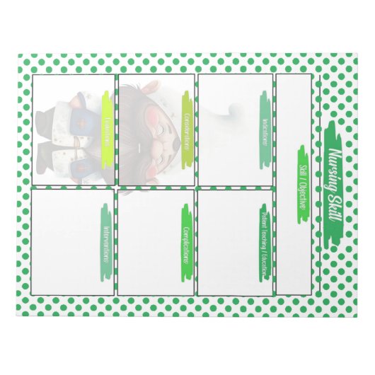 Groene Dr Gnome Verpleegkunde Student Skills Sjabl Notitieblok (Voorkant)