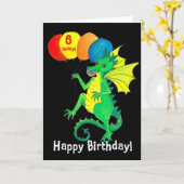 Groene Draak 6e Verjaardag Kaart (Gele Bloem)