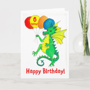 Groene Draak 6e Verjaardag Kaart