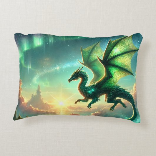 Groene draak accent kussen (Achterkant)