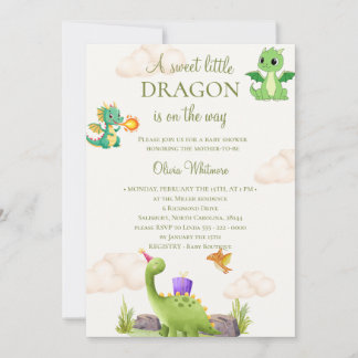 Groene Draak Baby Borrel Uitnodiging