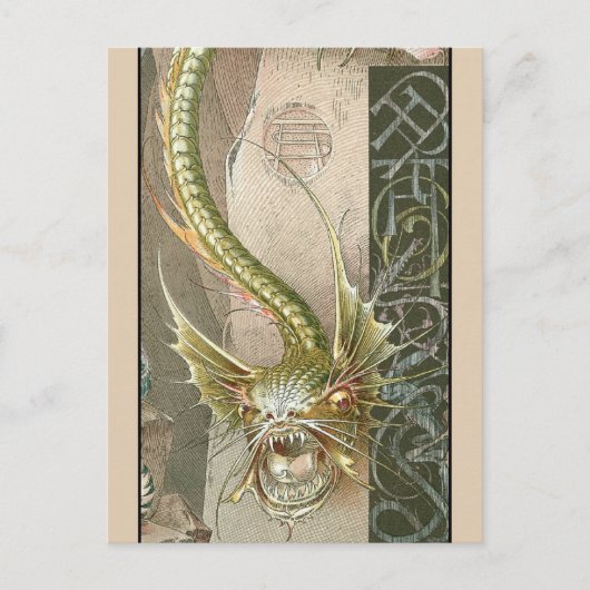 Groene draak briefkaart (Voorkant)